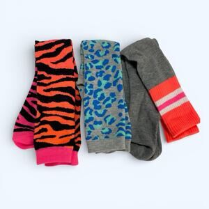 Funky Novelty Knee Socks for Women Bright Colors One Size Lot of 3